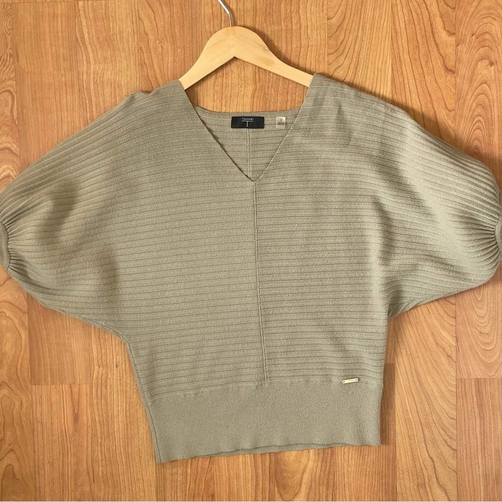 Tahari Khaki colored Batwing Knit Top